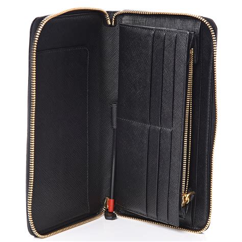 prada saffiano metal long zip around wallet review|Prada purse.